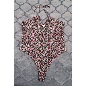 WAYF Floral Halter Neck Bodysuit With Adjustable Tie/Sz. XL, NWOT